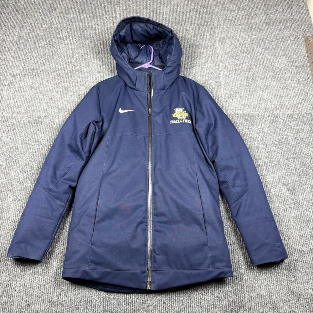 Nike Marquette Team Issue Track & Field 550 Down Puffer Jacket Navy Blue XS